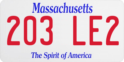 MA license plate 203LE2