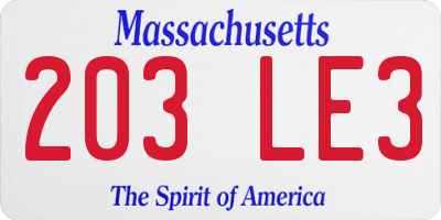 MA license plate 203LE3