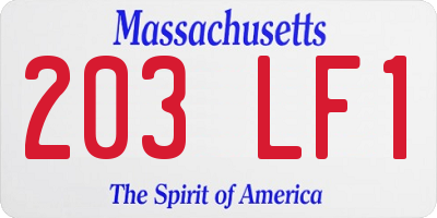 MA license plate 203LF1