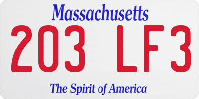 MA license plate 203LF3