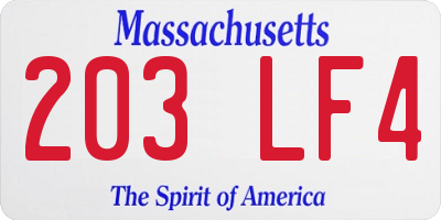 MA license plate 203LF4