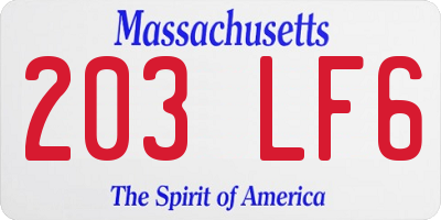 MA license plate 203LF6