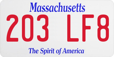 MA license plate 203LF8