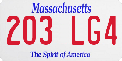 MA license plate 203LG4