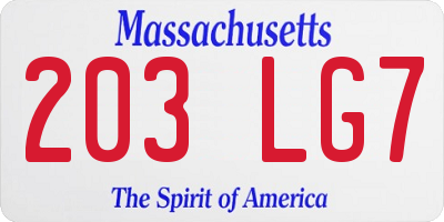 MA license plate 203LG7