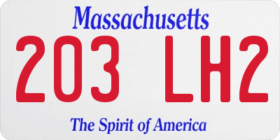 MA license plate 203LH2