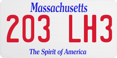 MA license plate 203LH3