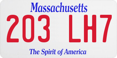 MA license plate 203LH7