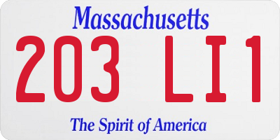 MA license plate 203LI1