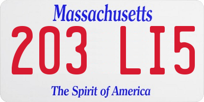 MA license plate 203LI5