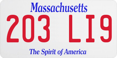 MA license plate 203LI9