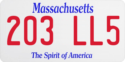 MA license plate 203LL5