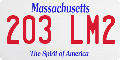 MA license plate 203LM2