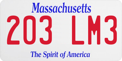 MA license plate 203LM3