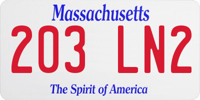 MA license plate 203LN2