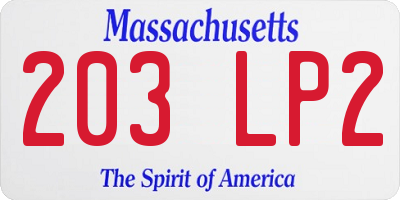 MA license plate 203LP2
