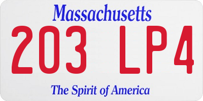 MA license plate 203LP4