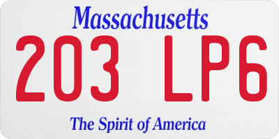 MA license plate 203LP6