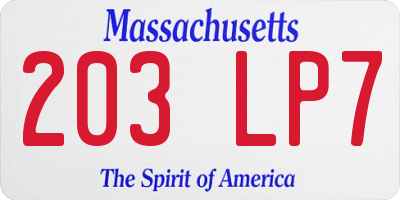 MA license plate 203LP7