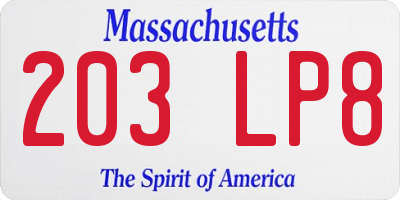 MA license plate 203LP8