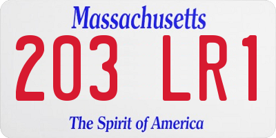MA license plate 203LR1
