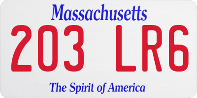MA license plate 203LR6