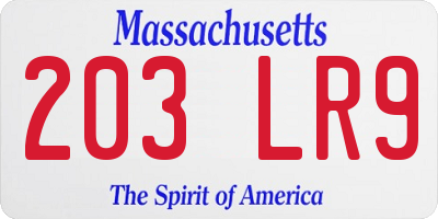 MA license plate 203LR9
