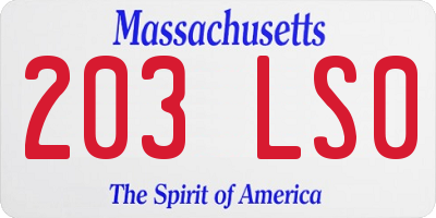 MA license plate 203LS0