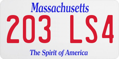 MA license plate 203LS4