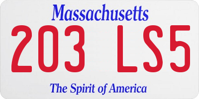 MA license plate 203LS5