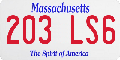 MA license plate 203LS6