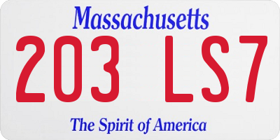 MA license plate 203LS7