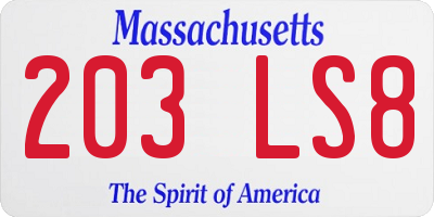 MA license plate 203LS8
