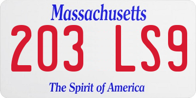 MA license plate 203LS9