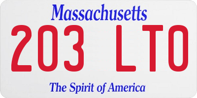 MA license plate 203LT0