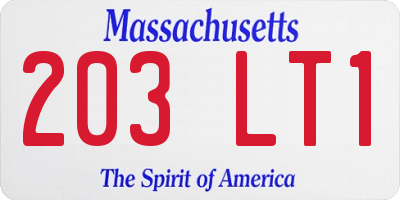 MA license plate 203LT1