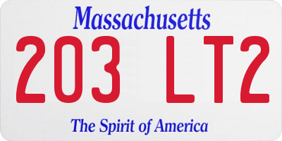 MA license plate 203LT2