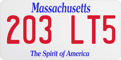 MA license plate 203LT5