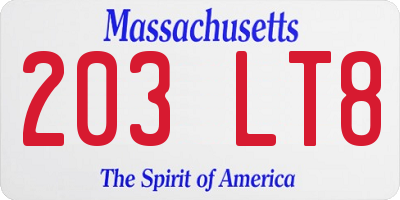 MA license plate 203LT8