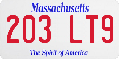 MA license plate 203LT9
