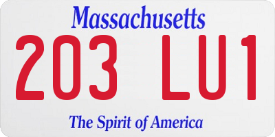 MA license plate 203LU1
