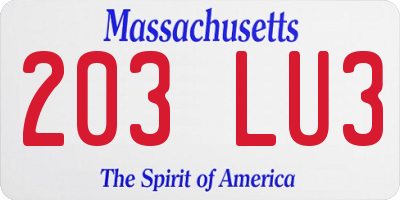 MA license plate 203LU3
