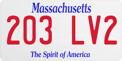 MA license plate 203LV2
