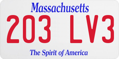 MA license plate 203LV3
