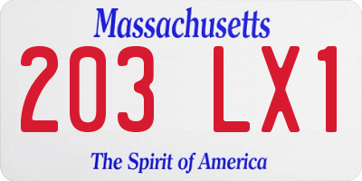MA license plate 203LX1