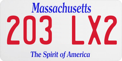 MA license plate 203LX2