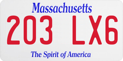 MA license plate 203LX6