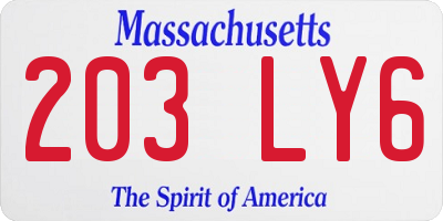 MA license plate 203LY6