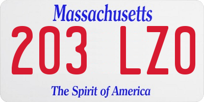 MA license plate 203LZ0