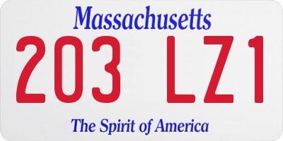 MA license plate 203LZ1